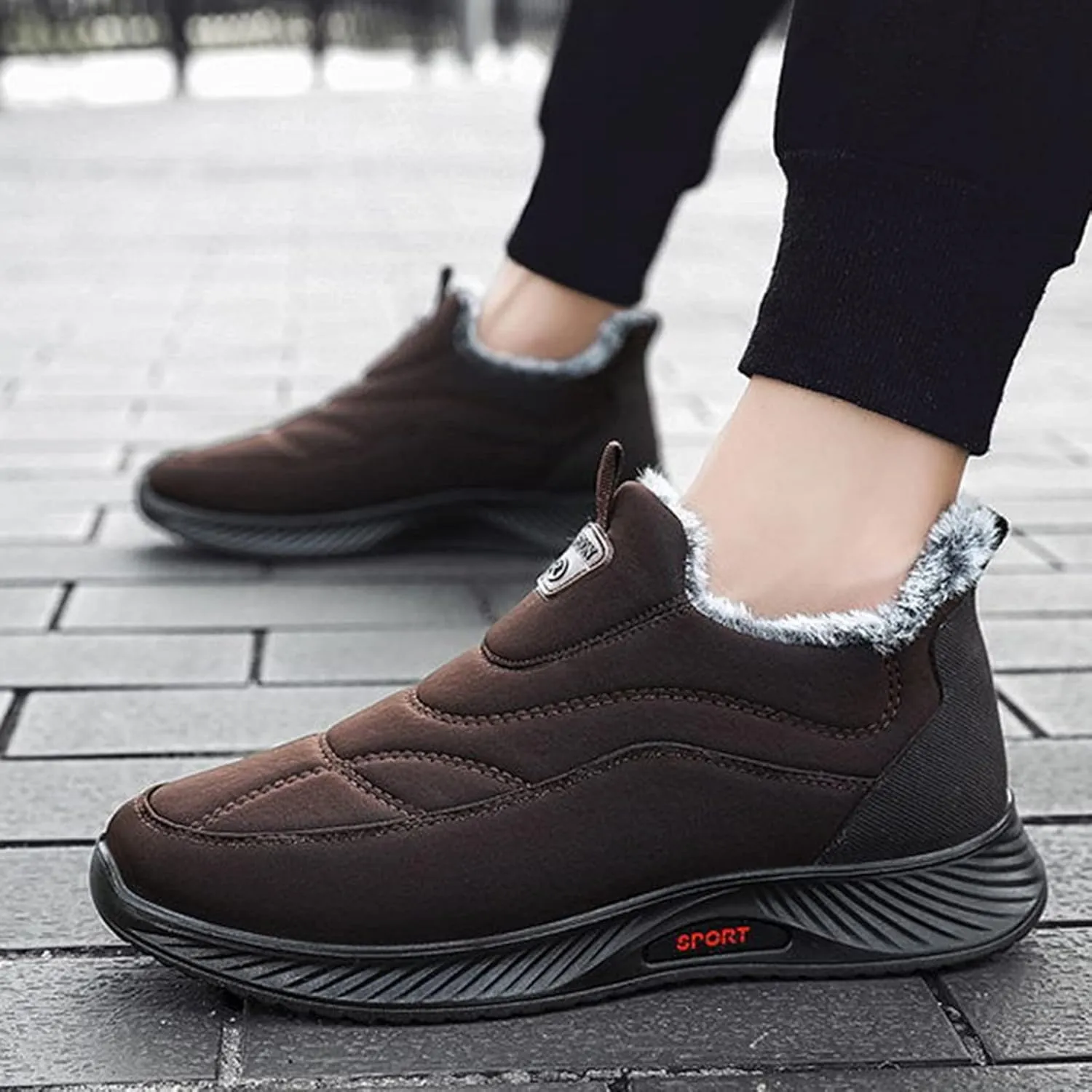 2022 Men's New Winter Warm Round Toe Flat Heel Casual Non Slip Comfortable Cotton Shoes Snow Mens Snowboard Boots