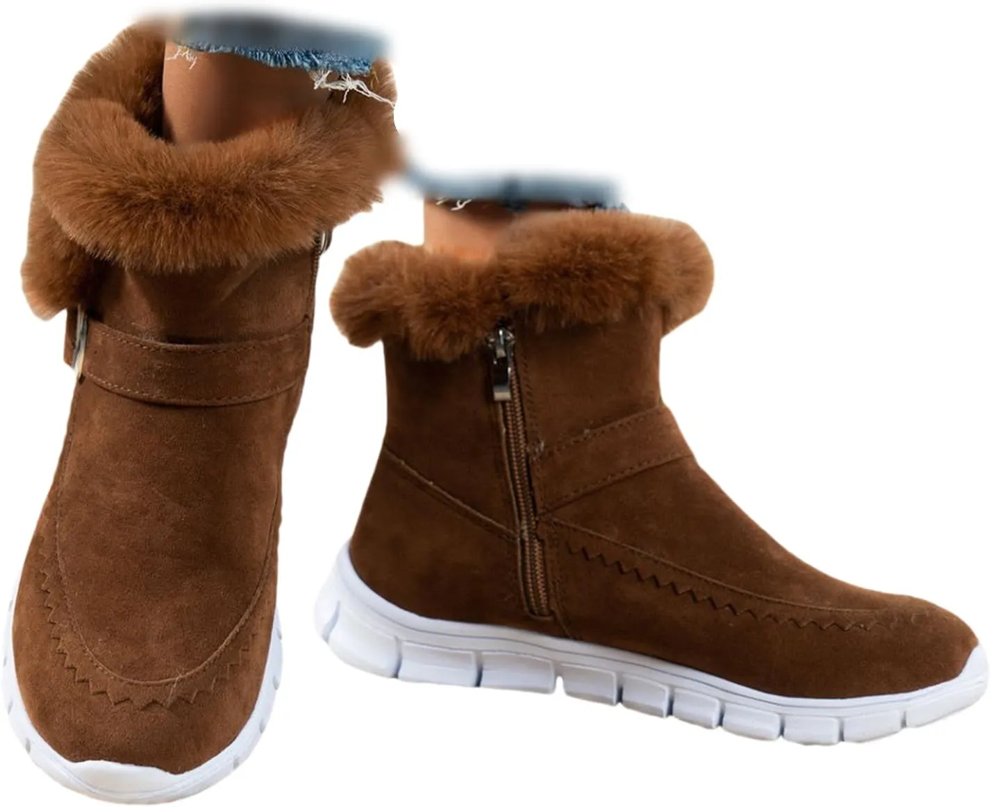 Ankle Boots For Women Comfy Snow Boots Warm Comfortable Slip On Outdoor Fur Lined Walking Winter Loafers Shoes 2024