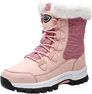 Ankle Boots for Women Comfy Warm Round Toe Leather Waterproof Lace Up Flat Heel Snow Boots Women's Long Boots