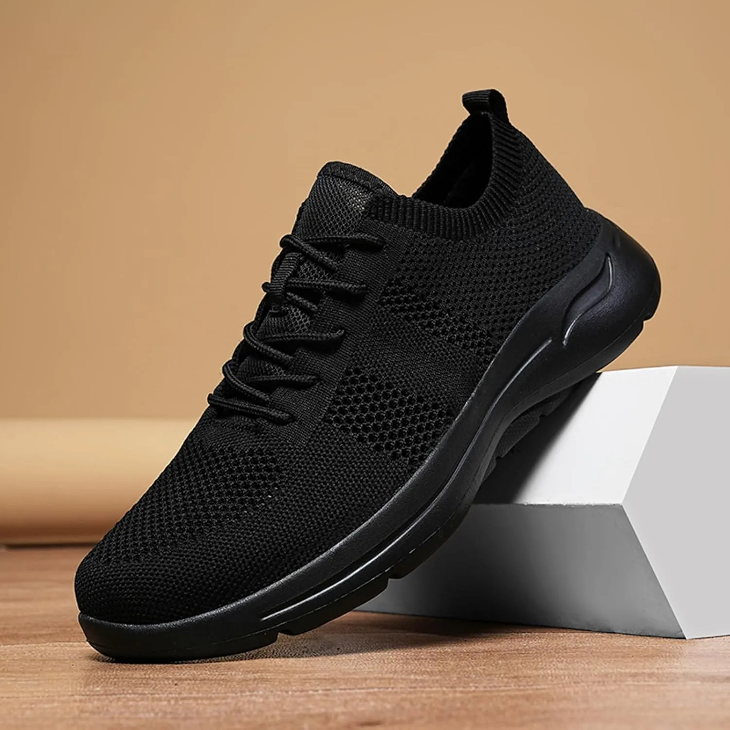 Arch Support Hiking Shoes for Men Breathable Elastic Fly Woven Mesh Sneaker Lightweight Diabetic Shoes for Men