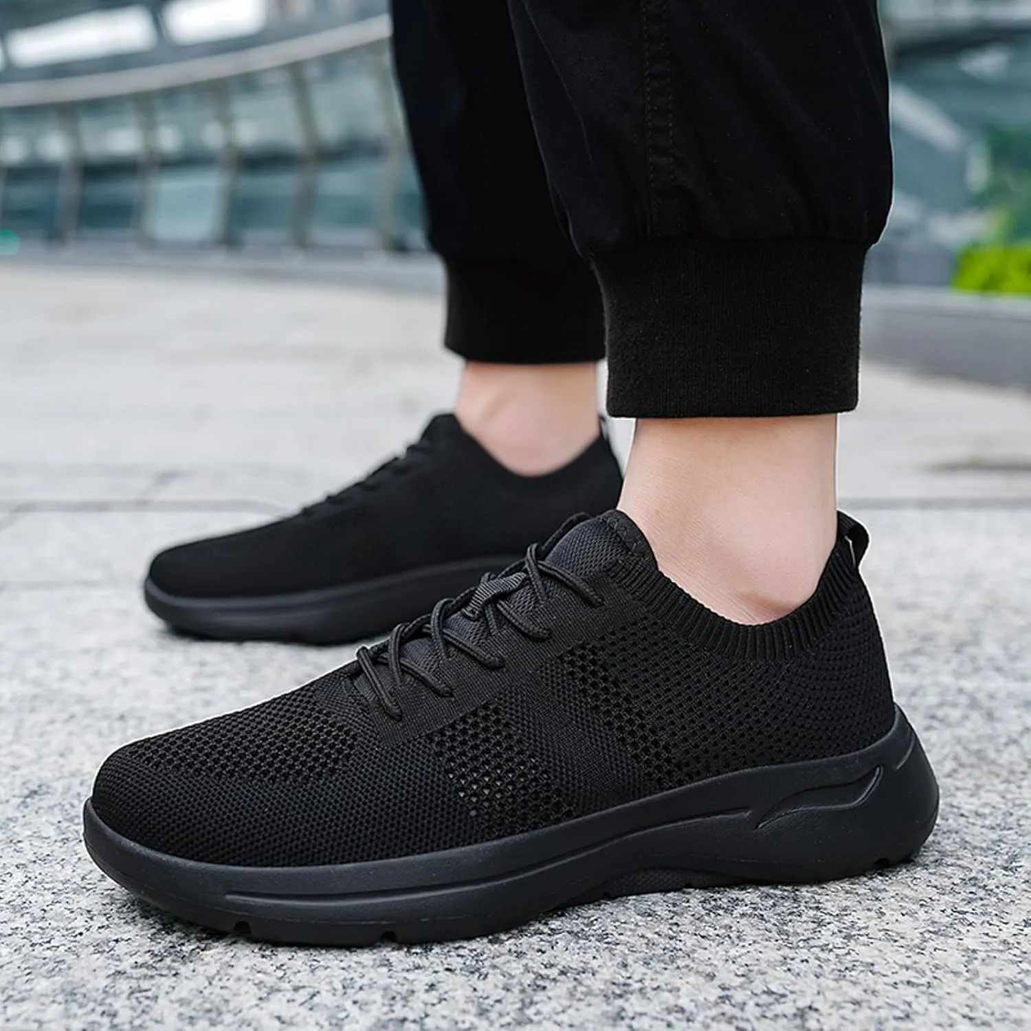 Arch Support Hiking Shoes for Men Breathable Elastic Fly Woven Mesh Sneaker Lightweight Diabetic Shoes for Men