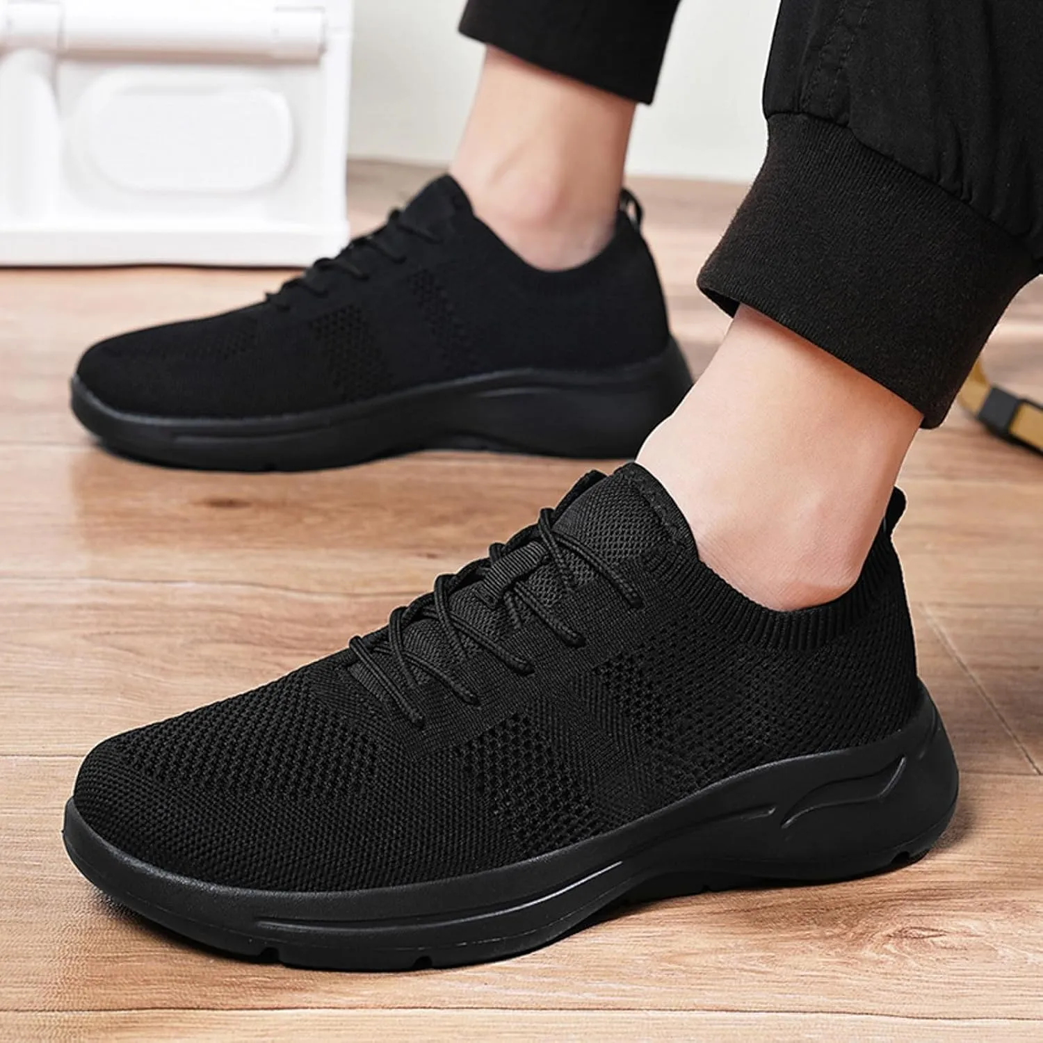 Arch Support Hiking Shoes for Men Breathable Elastic Fly Woven Mesh Sneaker Lightweight Diabetic Shoes for Men