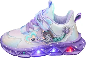 Baby Girls Sneakers LED Lighted Shoes Hook Loop Soft Sole Mesh Non-Slip Sneakers for Toddler/Little Kid/Big Kid