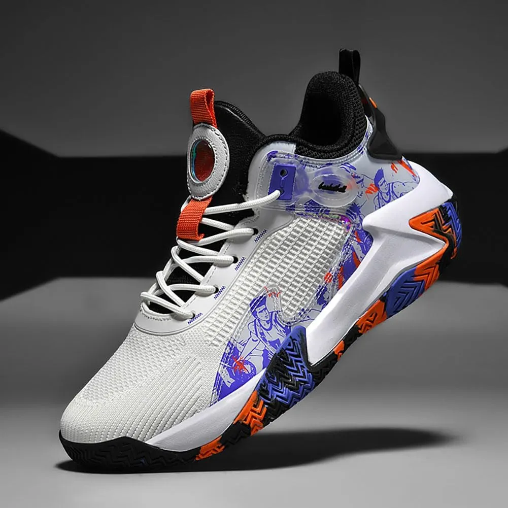 Basketball Shoes for Men Sneakers Breathable Woven Rubber Sole Sports and Leisure Shoes Anti SLI