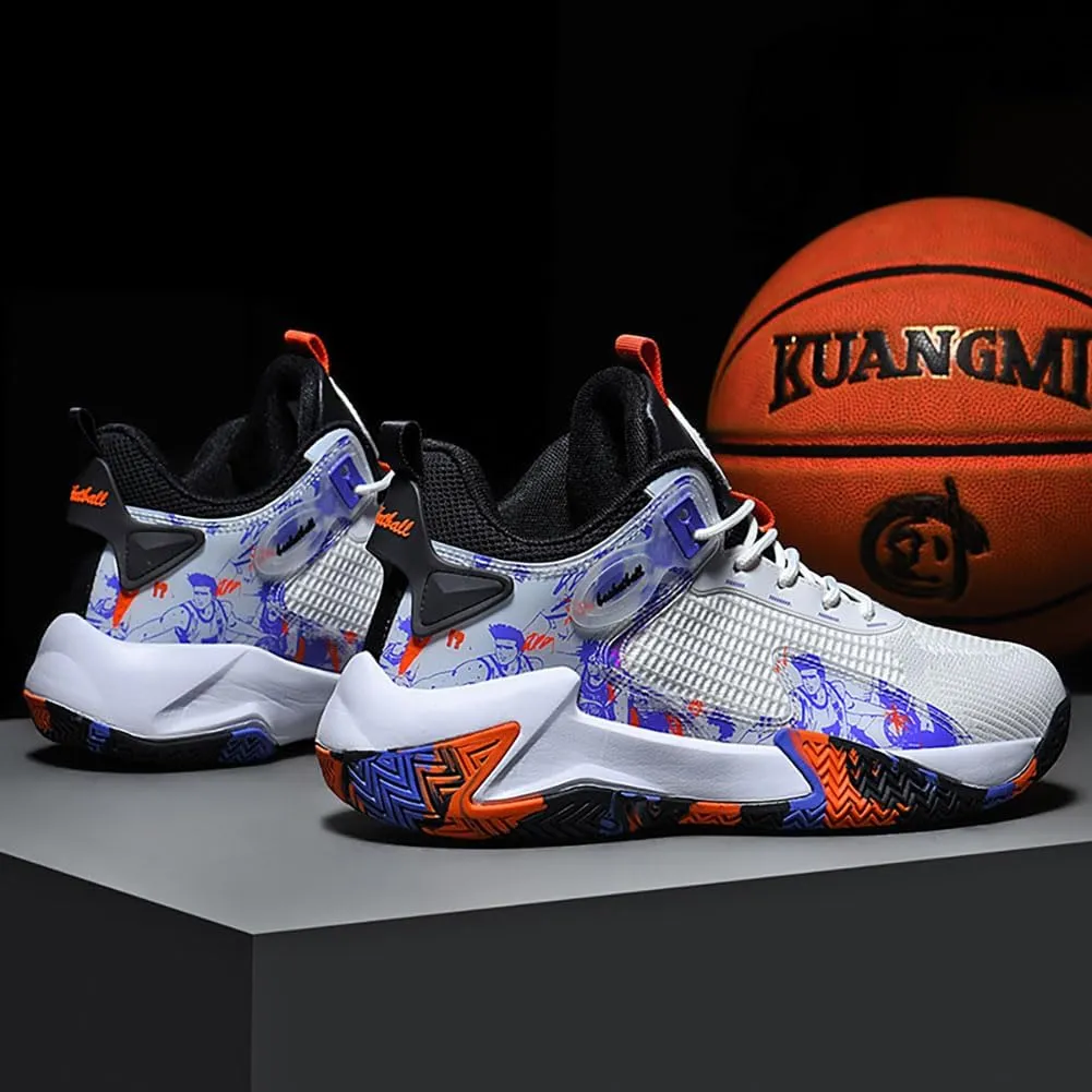 Basketball Shoes for Men Sneakers Breathable Woven Rubber Sole Sports and Leisure Shoes Anti SLI