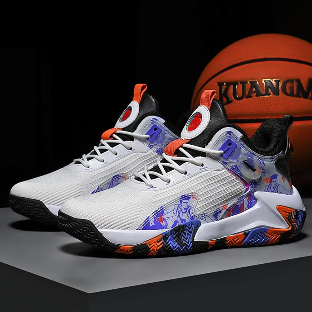 Basketball Shoes for Men Sneakers Breathable Woven Rubber Sole Sports and Leisure Shoes Anti SLI