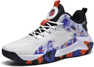 Basketball Shoes for Men Sneakers Breathable Woven Rubber Sole Sports and Leisure Shoes Anti SLI
