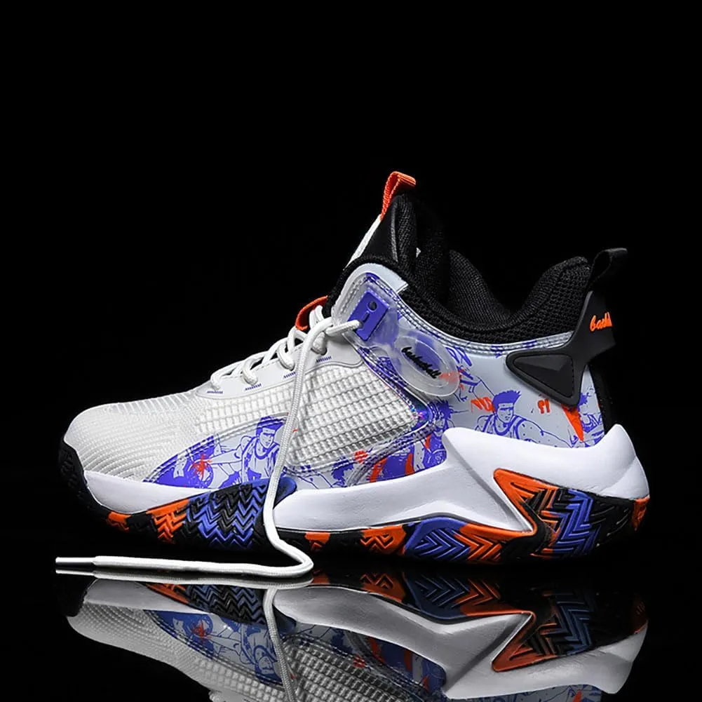 Basketball Shoes for Men Sneakers Breathable Woven Rubber Sole Sports and Leisure Shoes Anti SLI