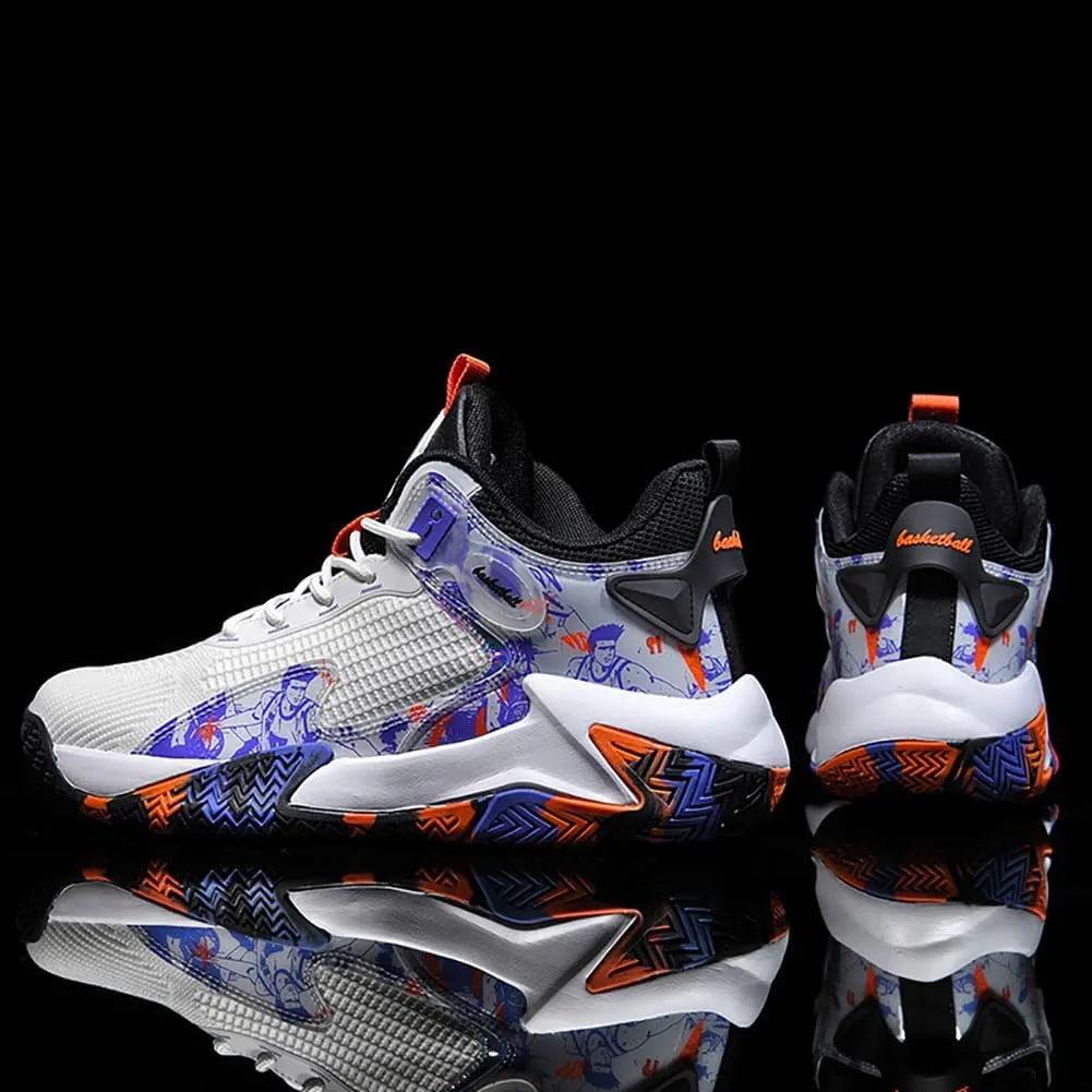 Basketball Shoes for Men Sneakers Breathable Woven Rubber Sole Sports and Leisure Shoes Anti SLI