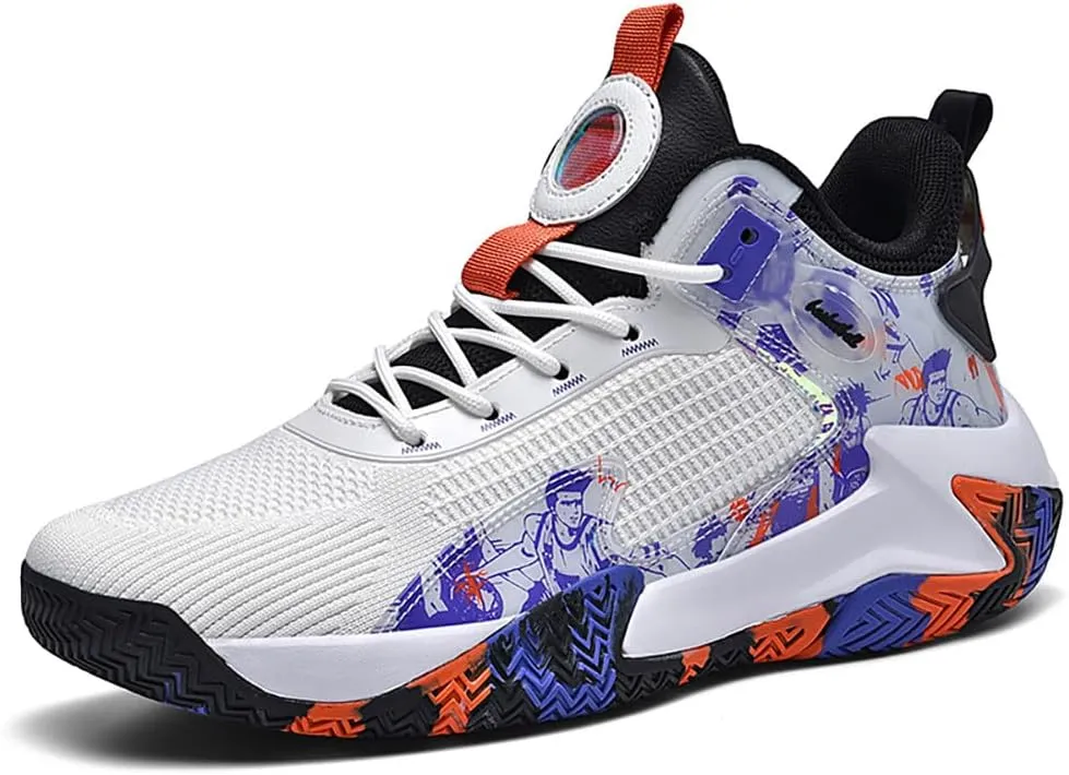 Basketball Shoes for Men Sneakers Breathable Woven Rubber Sole Sports and Leisure Shoes Anti SLI