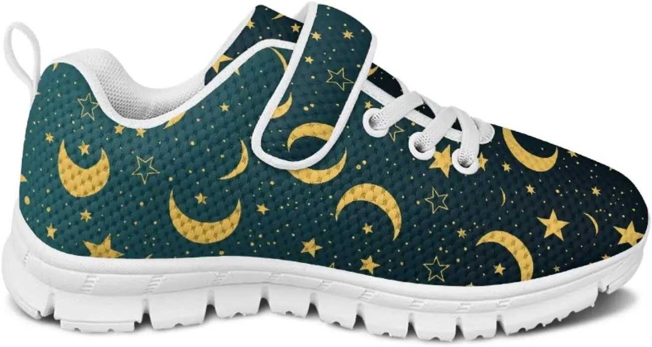 Black Print Kids Sneakers Boys Athletic Running Shoes Single Buckle Girls Running Tennis Mesh Shoes