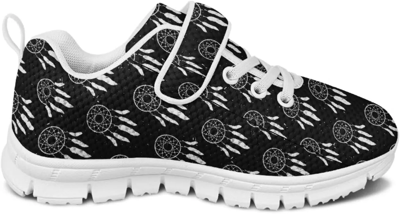 Black Print Kids Sneakers Boys Athletic Running Shoes Single Buckle Girls Running Tennis Mesh Shoes