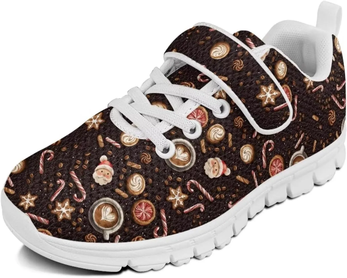 Black Print Kids Sneakers Boys Athletic Running Shoes Single Buckle Girls Running Tennis Mesh Shoes