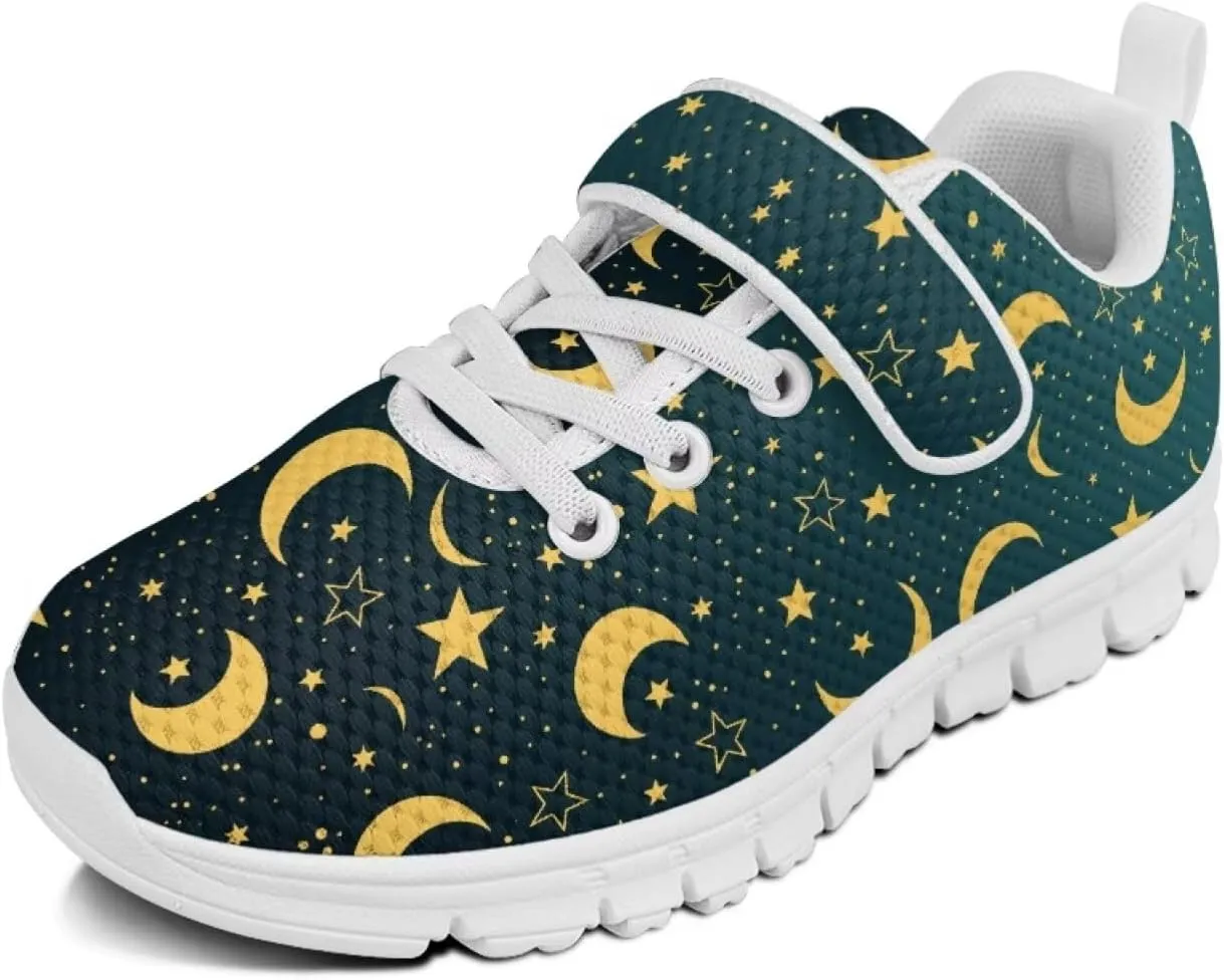 Black Print Kids Sneakers Boys Athletic Running Shoes Single Buckle Girls Running Tennis Mesh Shoes