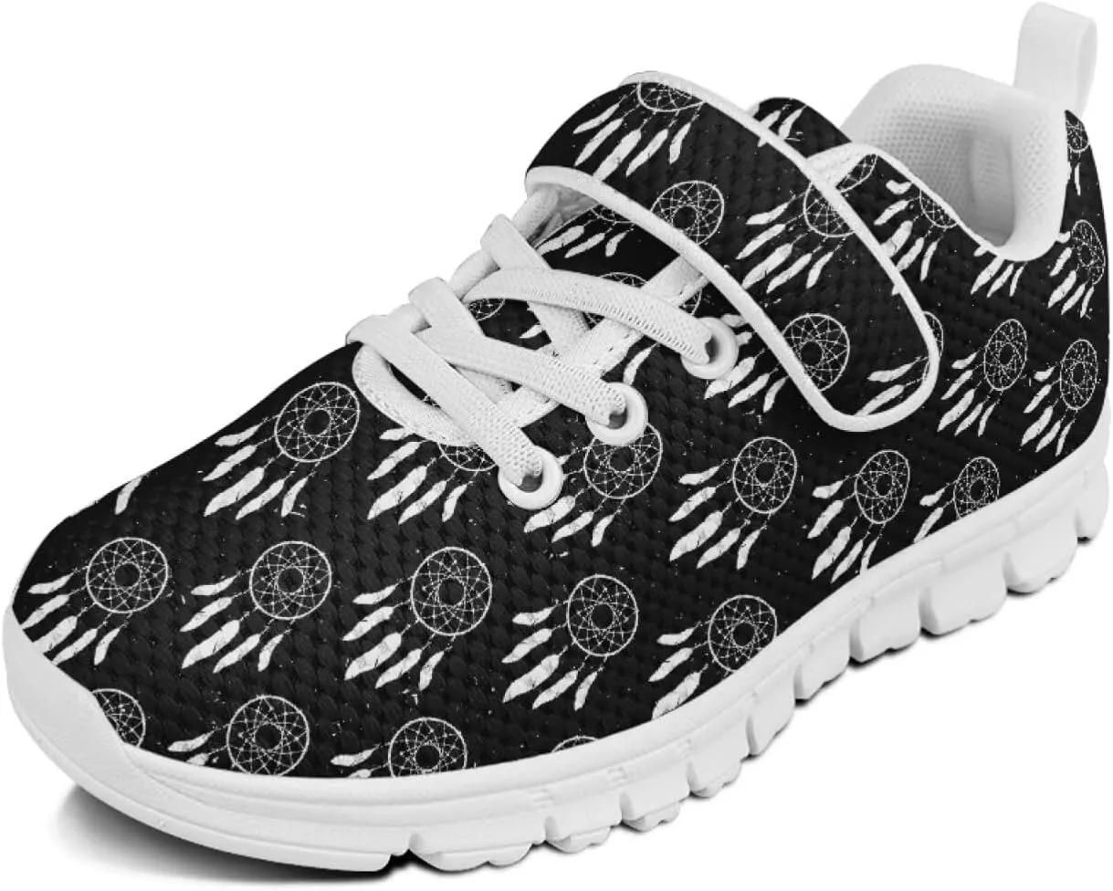Black Print Kids Sneakers Boys Athletic Running Shoes Single Buckle Girls Running Tennis Mesh Shoes