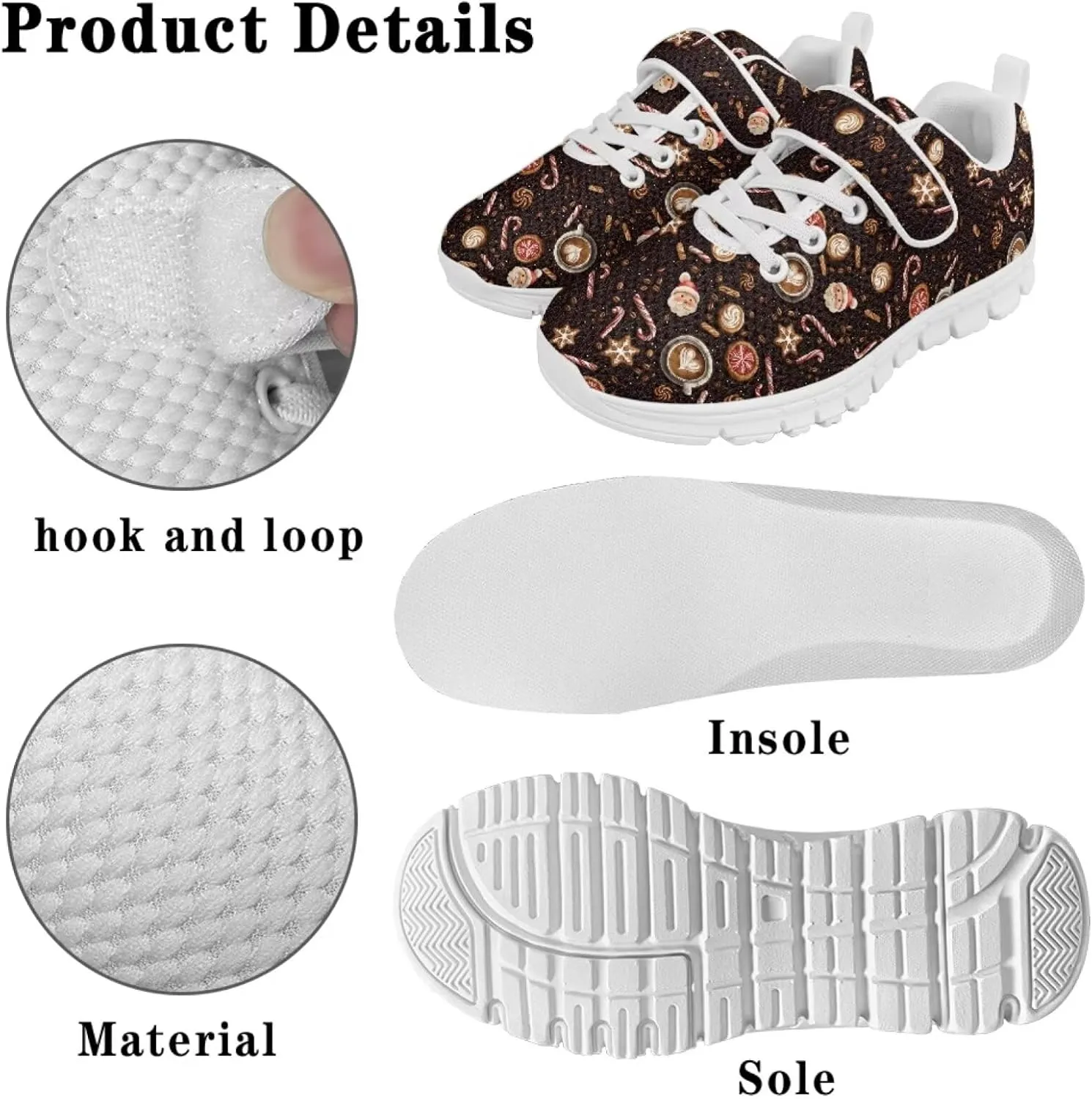 Black Print Kids Sneakers Boys Athletic Running Shoes Single Buckle Girls Running Tennis Mesh Shoes