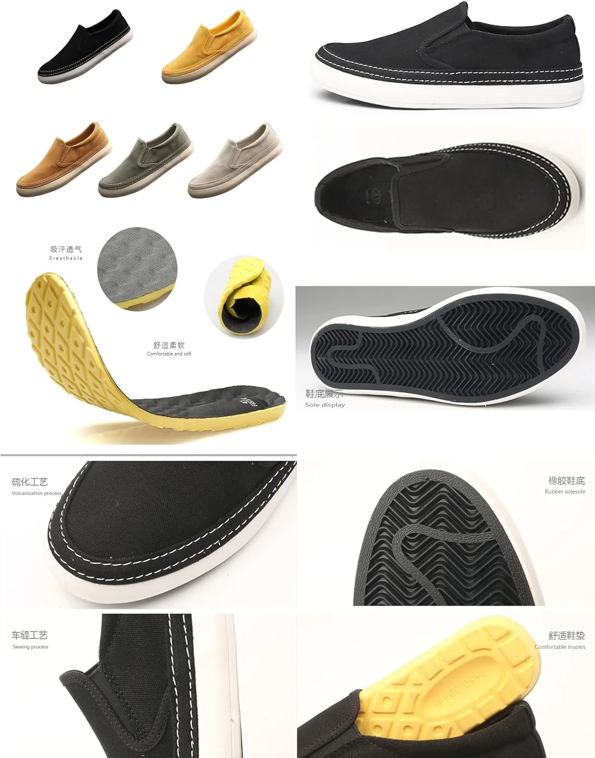BlackeEight Men's Casual Slip on Canvas Shoes,Comfort Breathable Low Top Non-Slip Jogging Sports Cloth Loafers Fashion Sneakers