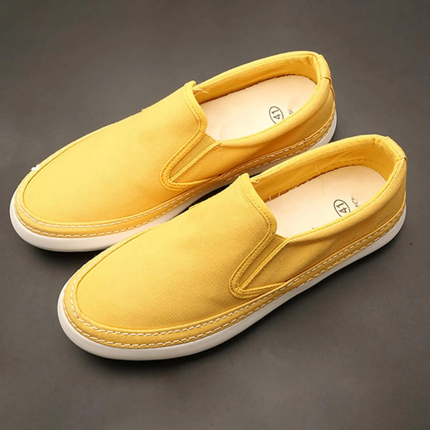 BlackeEight Men's Casual Slip on Canvas Shoes,Comfort Breathable Low Top Non-Slip Jogging Sports Cloth Loafers Fashion Sneakers