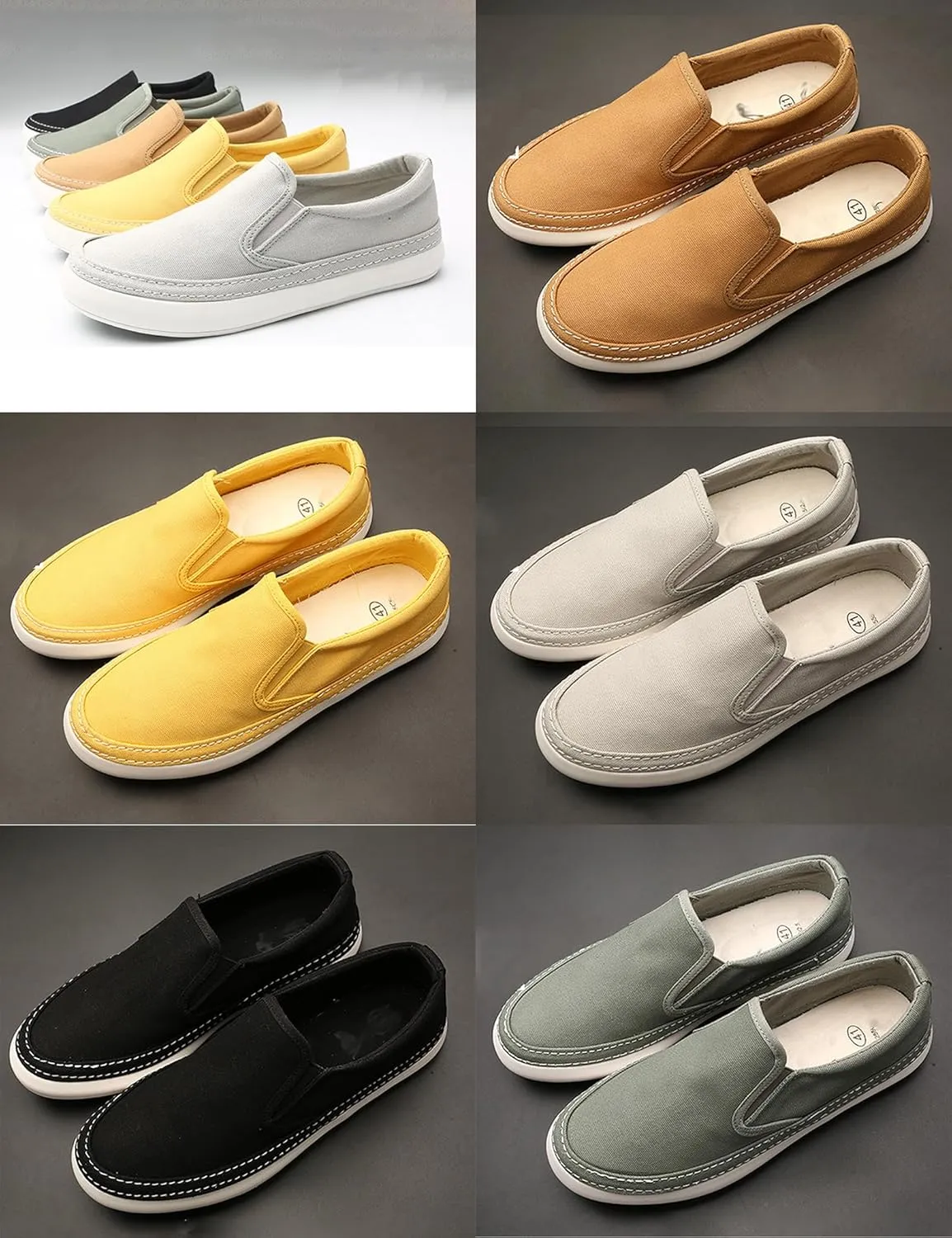 BlackeEight Men's Casual Slip on Canvas Shoes,Comfort Breathable Low Top Non-Slip Jogging Sports Cloth Loafers Fashion Sneakers