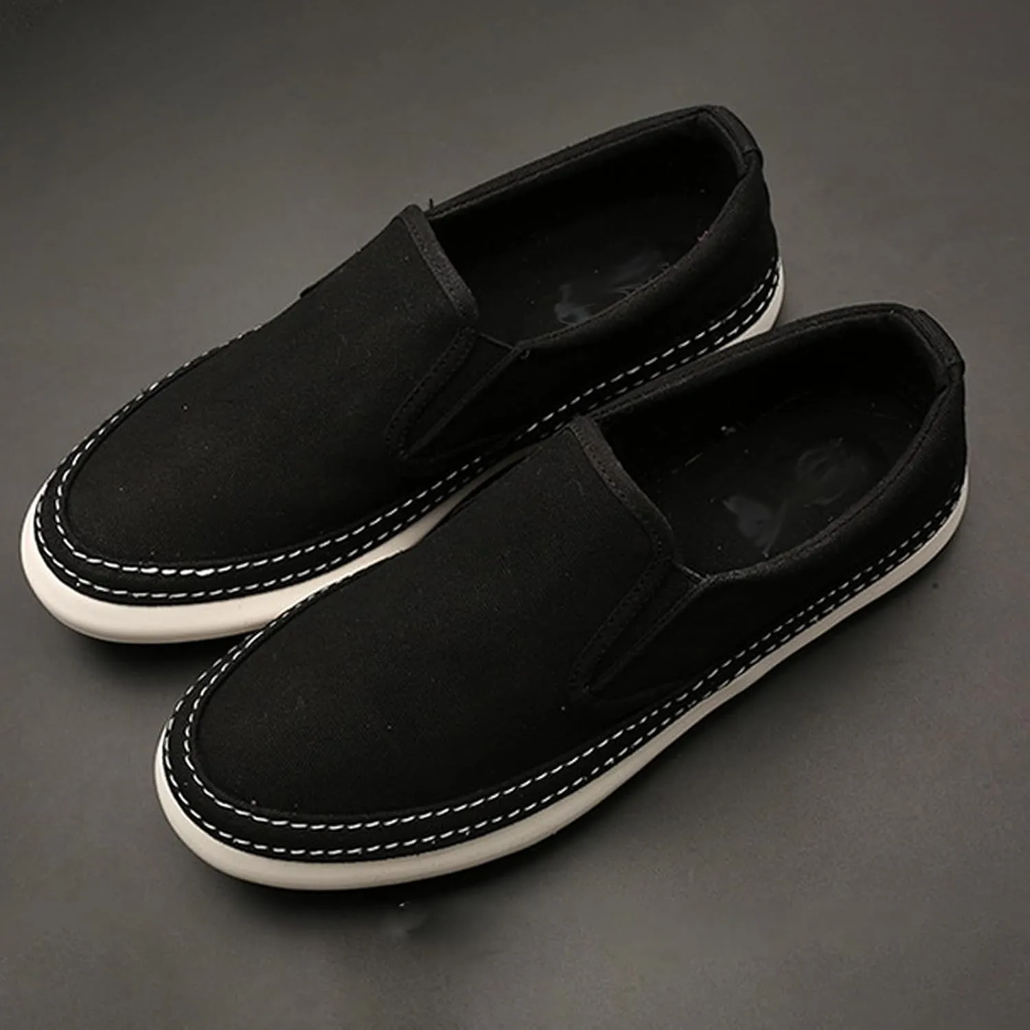 BlackeEight Men's Casual Slip on Canvas Shoes,Comfort Breathable Low Top Non-Slip Jogging Sports Cloth Loafers Fashion Sneakers