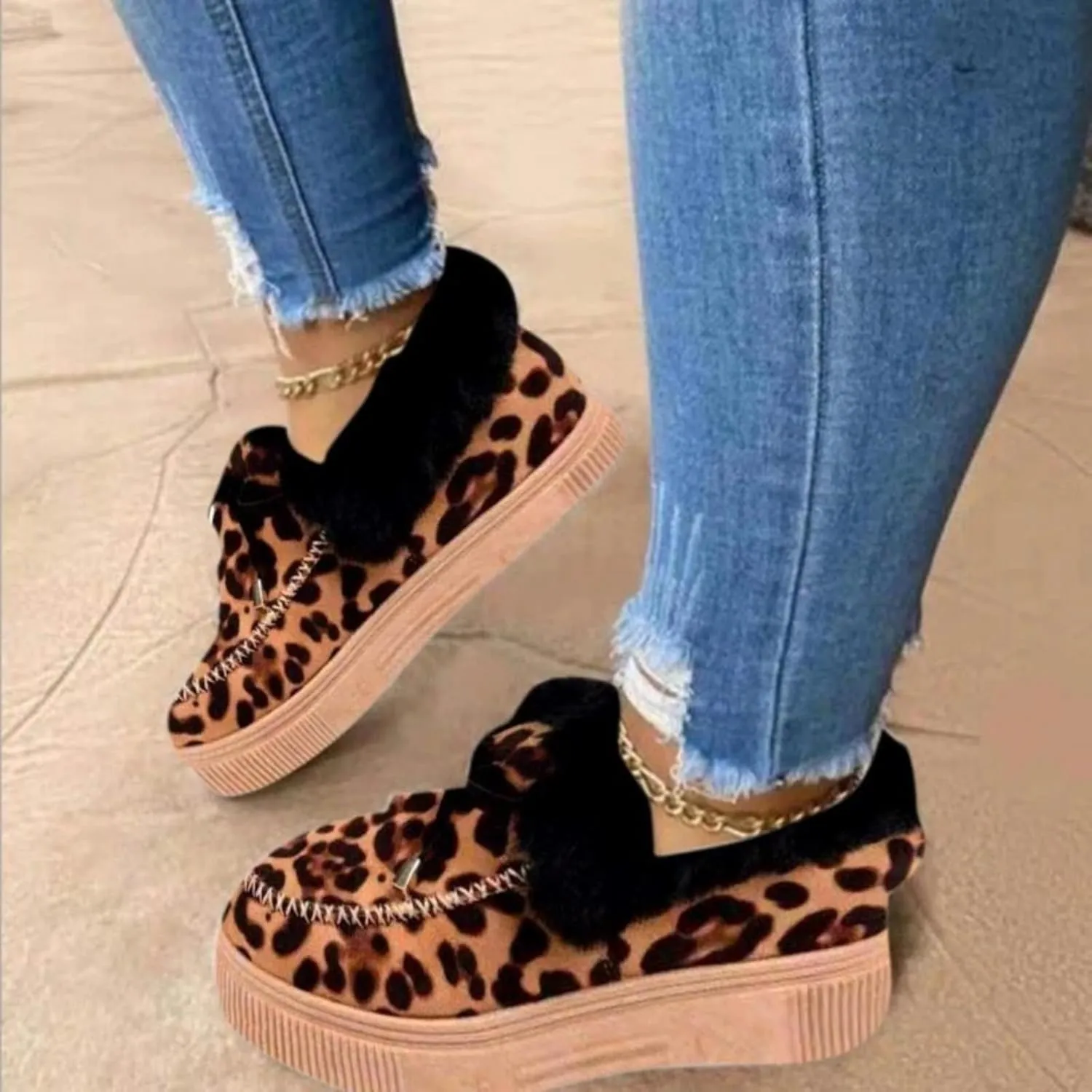 Booties For Women 2024 Slip On Winter Warm Snow Ankle Boots Fashion Fur Lined Thickening Comfortable Loafers Shoes
