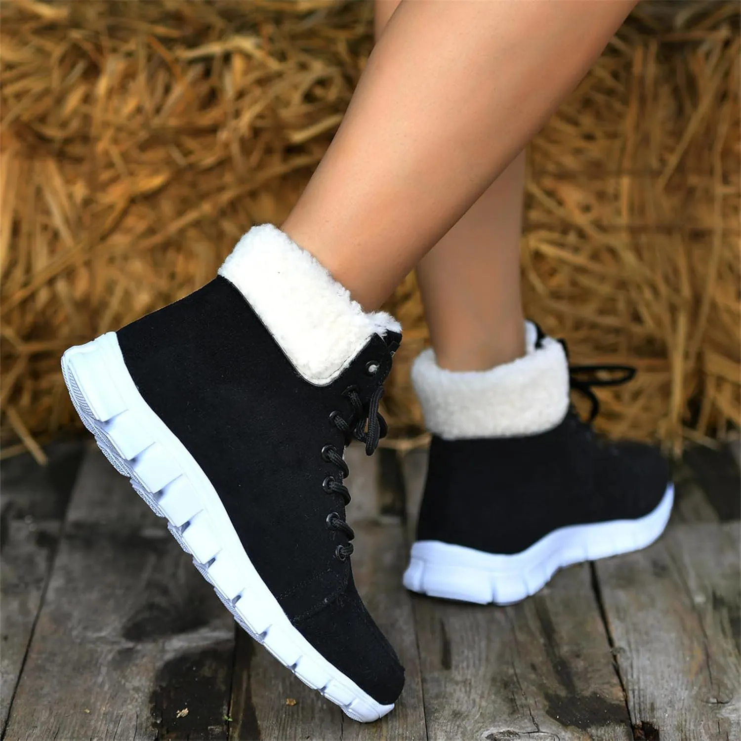 Boots For Women 2024 Ankle Booties Warm Fur Lined Winter Snow Outdoor Short Booties Fashion Slip On Loafers Shoes