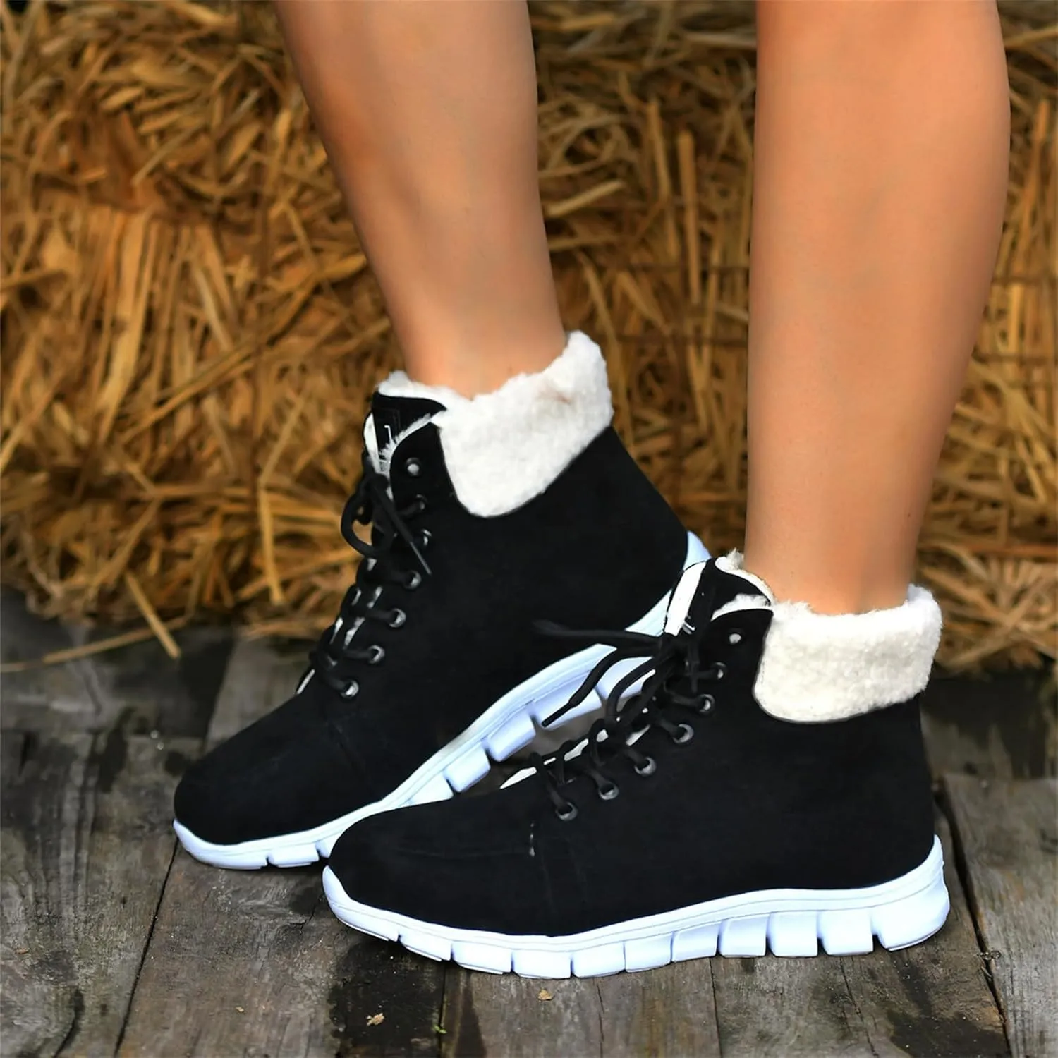 Boots For Women 2024 Ankle Booties Warm Fur Lined Winter Snow Outdoor Short Booties Fashion Slip On Loafers Shoes