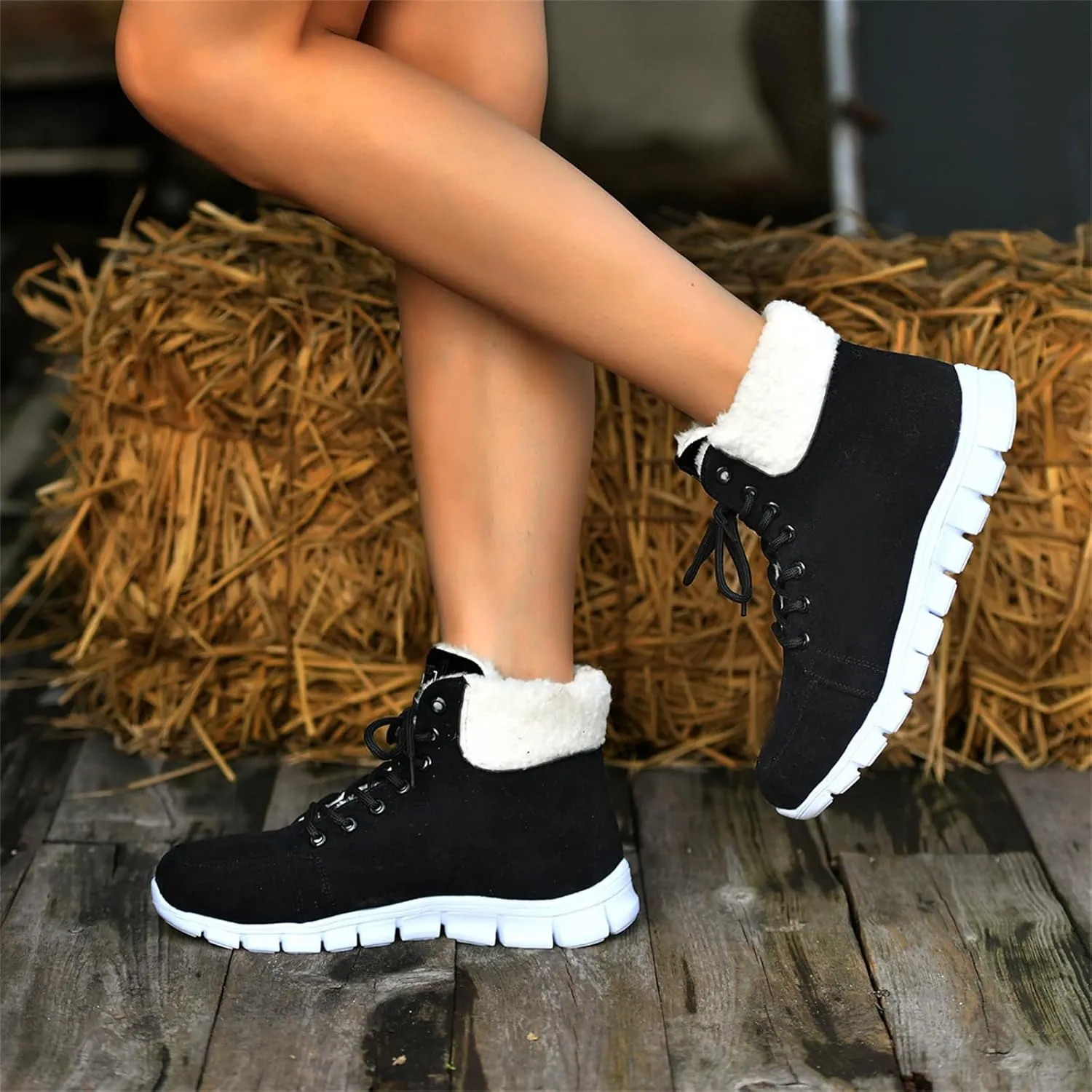 Boots For Women 2024 Ankle Booties Warm Fur Lined Winter Snow Outdoor Short Booties Fashion Slip On Loafers Shoes