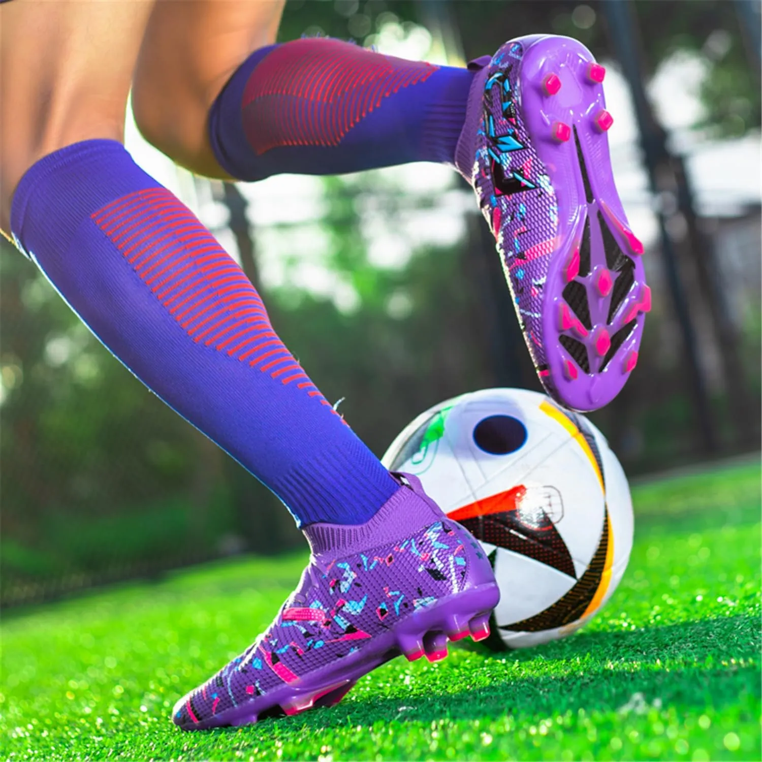 Boys Girls Soccer Cleats Youth Firm Groud Athletic Outdoor Trainning Football Soccer Shoes for Mens Womens