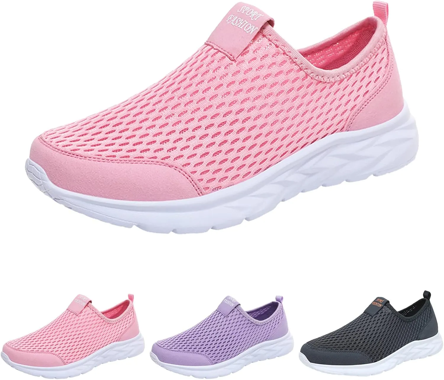 Breathable Walking Shoes for Women Stretch Cushion Sports Shoes Lightweight Flying Mesh Shoes for Elderly Women