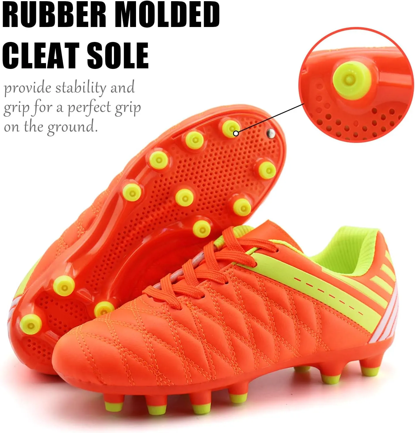 brooman Kids Athletic Soccer Cleats Boys Girls Outdoor Firm Ground Football Shoes