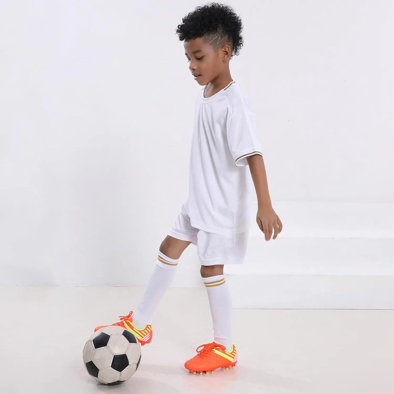 brooman Kids Athletic Soccer Cleats Boys Girls Outdoor Firm Ground Football Shoes