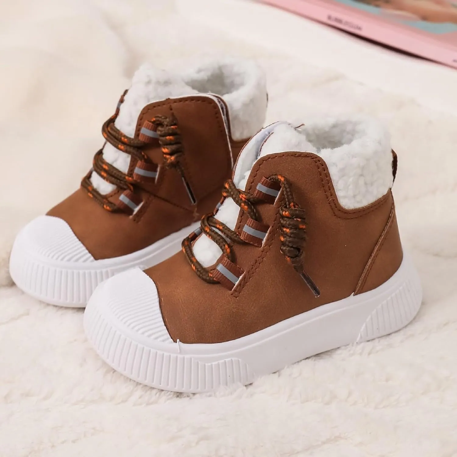 Children's Snow Boots and Winter Cotton Boots Warm Plus Cotton Shoes Leather for Baby Boys and Girls Kids Sneakers Kids