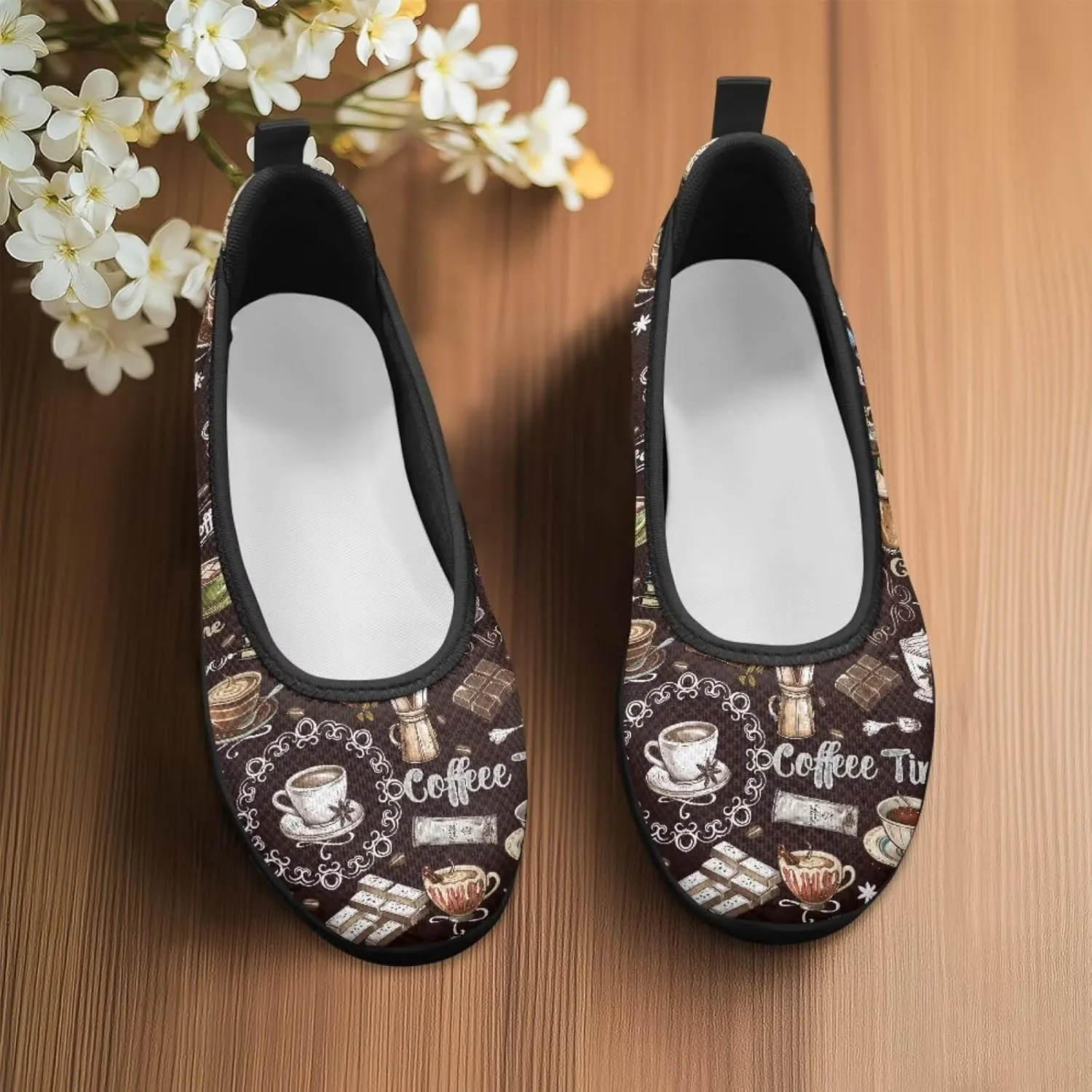 Coloranimal Loafers for Women Slip On Shoes Women Flats Shoes Travel Shoes Mesh Flats Comfortable Fashion Mesh Shoes Black Sole