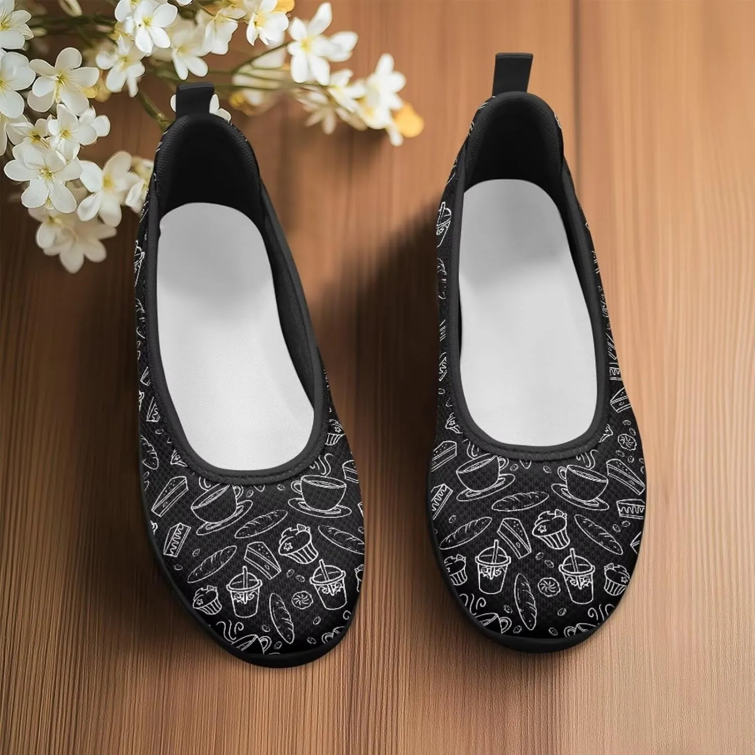 Coloranimal Loafers for Women Slip On Shoes Women Flats Shoes Travel Shoes Mesh Flats Comfortable Fashion Mesh Shoes Black Sole