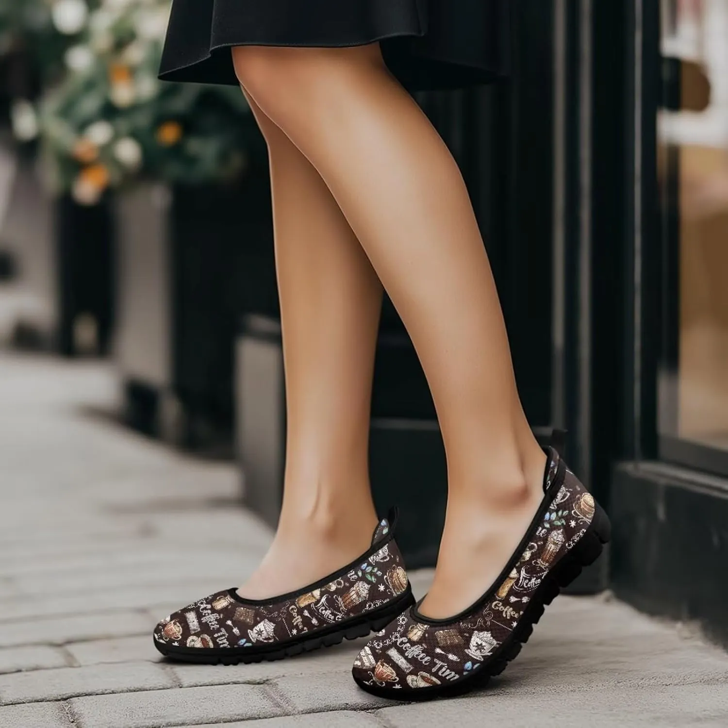 Coloranimal Loafers for Women Slip On Shoes Women Flats Shoes Travel Shoes Mesh Flats Comfortable Fashion Mesh Shoes Black Sole