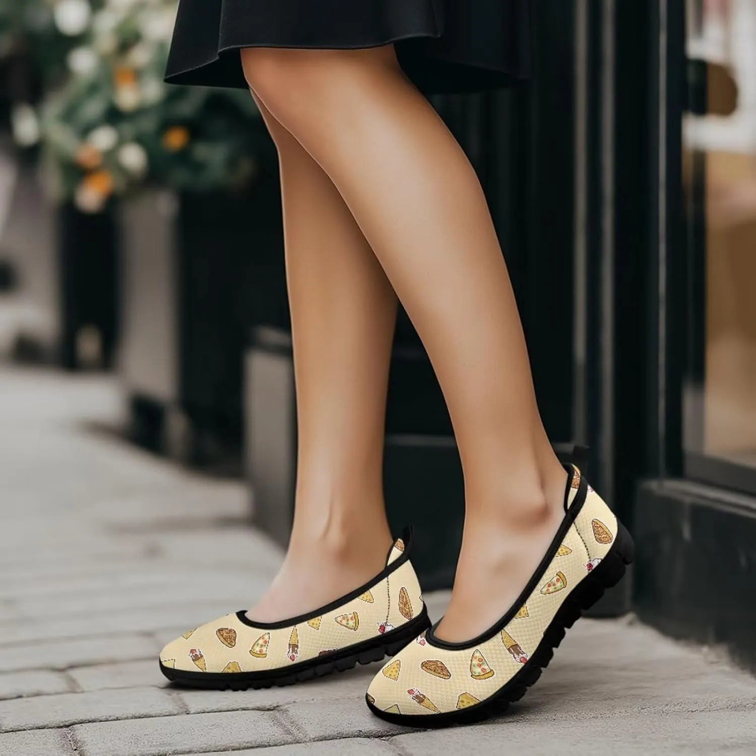 Coloranimal Loafers for Women Slip On Shoes Women Flats Shoes Travel Shoes Mesh Flats Comfortable Fashion Mesh Shoes Black Sole