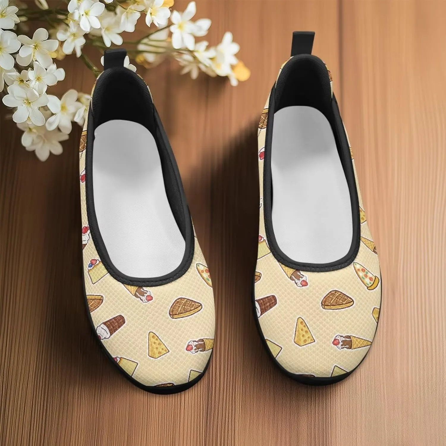 Coloranimal Loafers for Women Slip On Shoes Women Flats Shoes Travel Shoes Mesh Flats Comfortable Fashion Mesh Shoes Black Sole