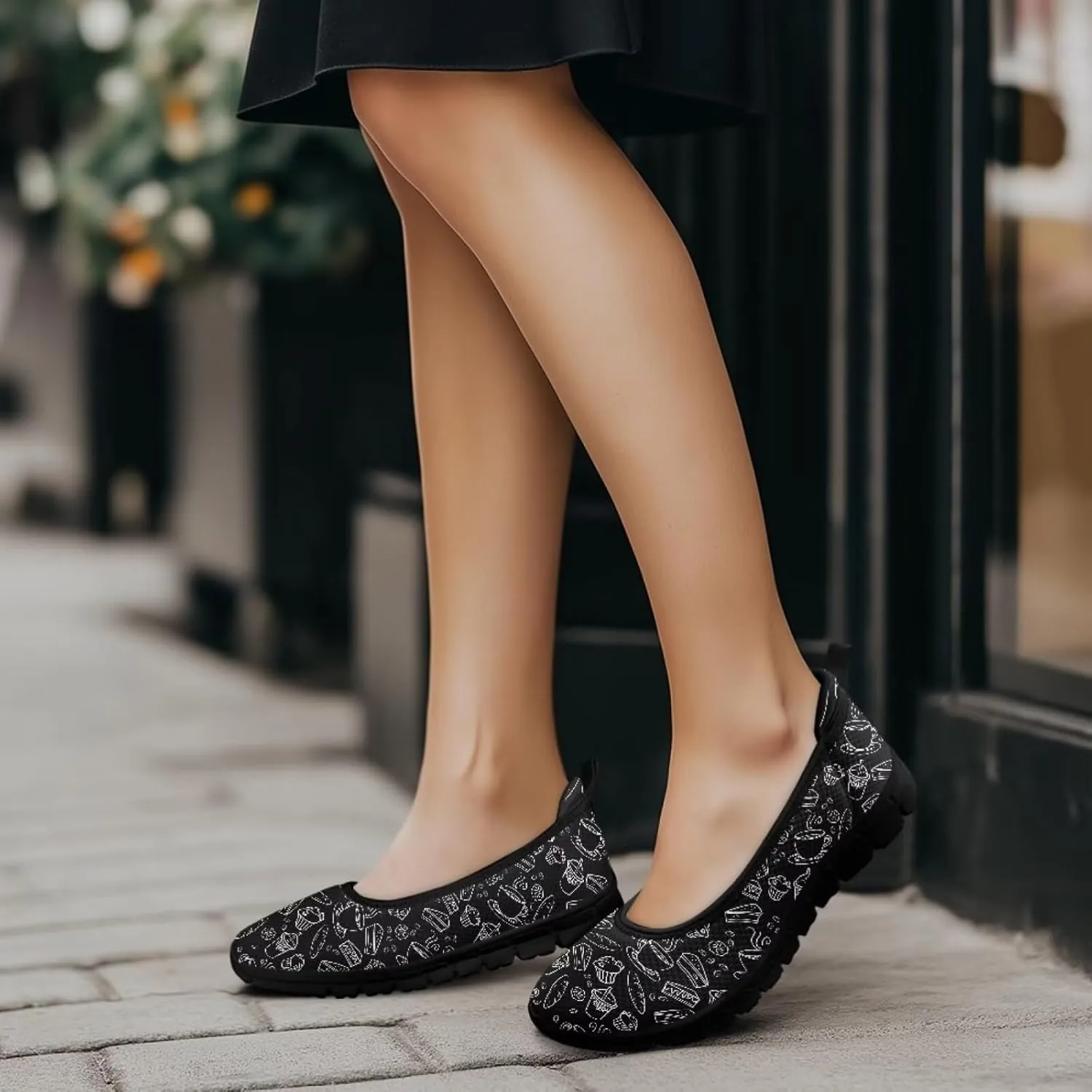 Coloranimal Loafers for Women Slip On Shoes Women Flats Shoes Travel Shoes Mesh Flats Comfortable Fashion Mesh Shoes Black Sole