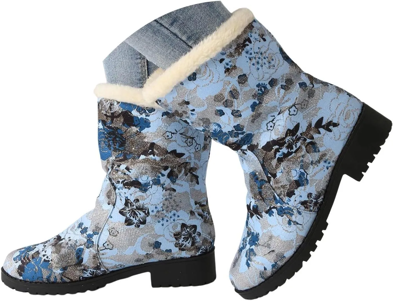 Deal Days Boots for Women Slip On Winter Warm Mid Calf Boots Snow Boots Ladies Casual Fashion Booties Ankle Boots Shoes