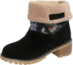 Deal Days Boots for Women Slip On Winter Warm Mid Calf Boots Snow Boots Ladies Casual Fashion Booties Ankle Boots Shoes