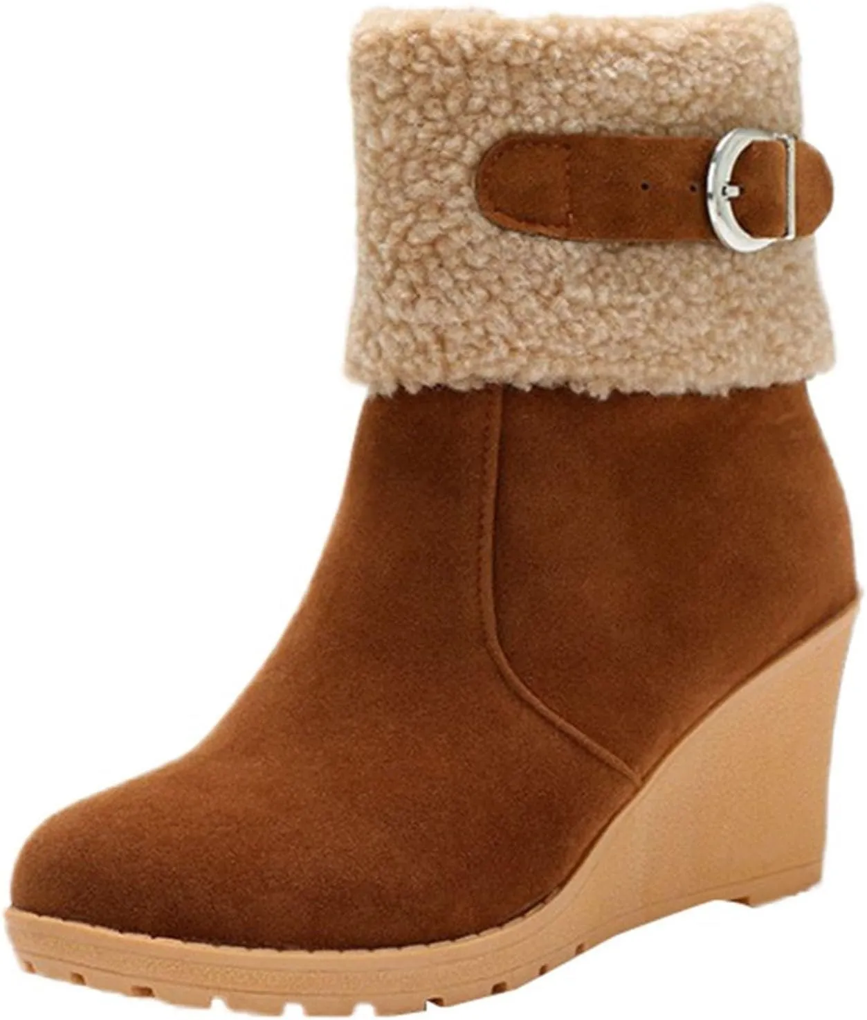Deal Days Boots for Women Slip On Winter Warm Mid Calf Boots Snow Boots Ladies Casual Fashion Booties Ankle Boots Shoes