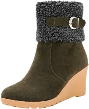 Deal Days Boots for Women Slip On Winter Warm Mid Calf Boots Snow Boots Ladies Casual Fashion Booties Ankle Boots Shoes