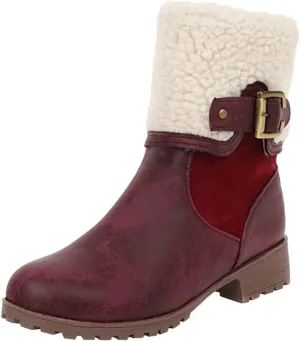 Deal Days Boots for Women Slip On Winter Warm Mid Calf Boots Snow Boots Ladies Casual Fashion Booties Ankle Boots Shoes