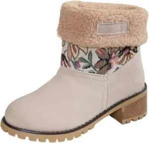Deal Days Boots for Women Slip On Winter Warm Mid Calf Boots Snow Boots Ladies Casual Fashion Booties Ankle Boots Shoes