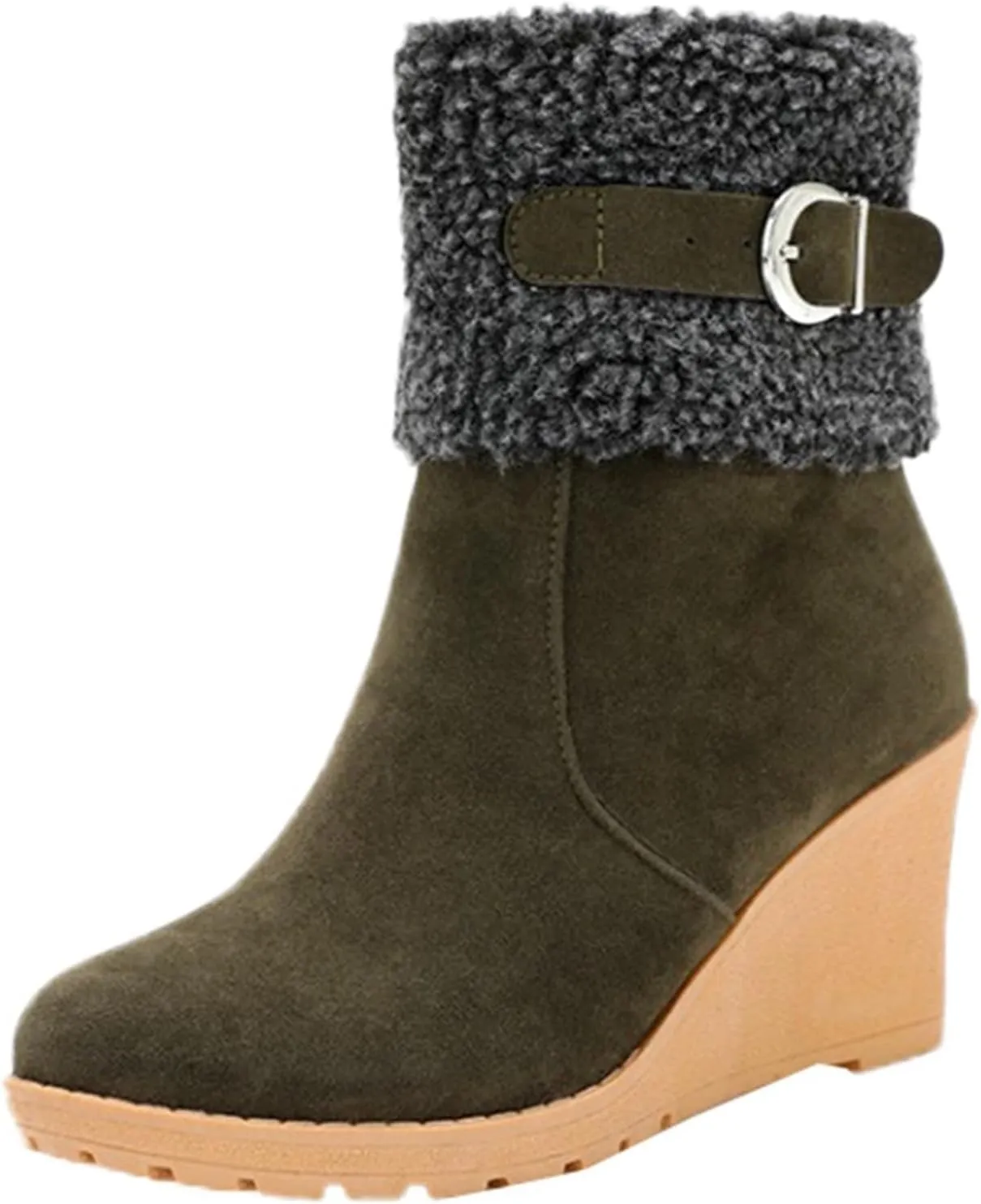 Deal Days Boots for Women Slip On Winter Warm Mid Calf Boots Snow Boots Ladies Casual Fashion Booties Ankle Boots Shoes