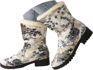 Deal Days Boots for Women Slip On Winter Warm Mid Calf Boots Snow Boots Ladies Casual Fashion Booties Ankle Boots Shoes