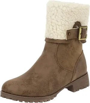 Deal Days Boots for Women Slip On Winter Warm Mid Calf Boots Snow Boots Ladies Casual Fashion Booties Ankle Boots Shoes