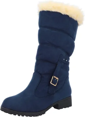 Deal Days Boots for Women Slip On Winter Warm Mid Calf Boots Snow Boots Ladies Casual Fashion Booties Ankle Boots Shoes