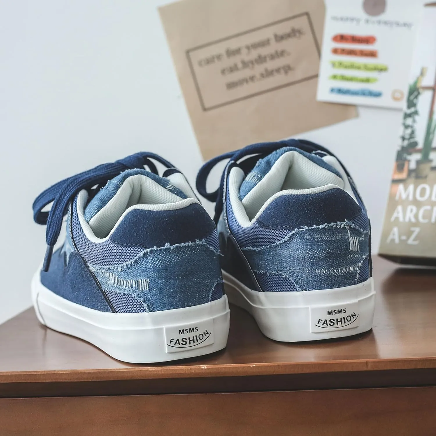 Exusiai Mens Low Top Blue Canvas Shoes Flat Fashion Breathable Casual Walking Sneakers School Versatile All-Season Style